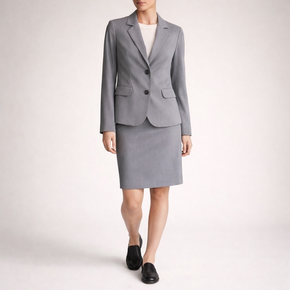 Sisley Grey Pinstripe Skirt Suit 2-Piece Set IT 38 / US 2 | NWOT